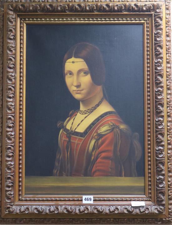 After Leonardo de Vinci Portrait of an unknown woman, c.1490 53 x 37cm